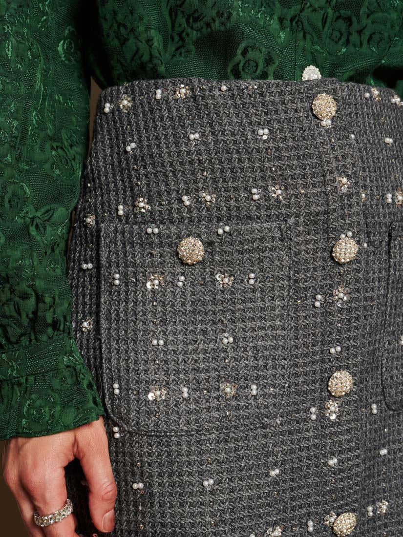 <b>DREAM</b> Parlour Tweed Midi Skirt - Image 6