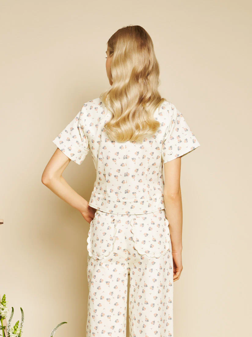 Pêche Ditsy Denim Top - Image 3