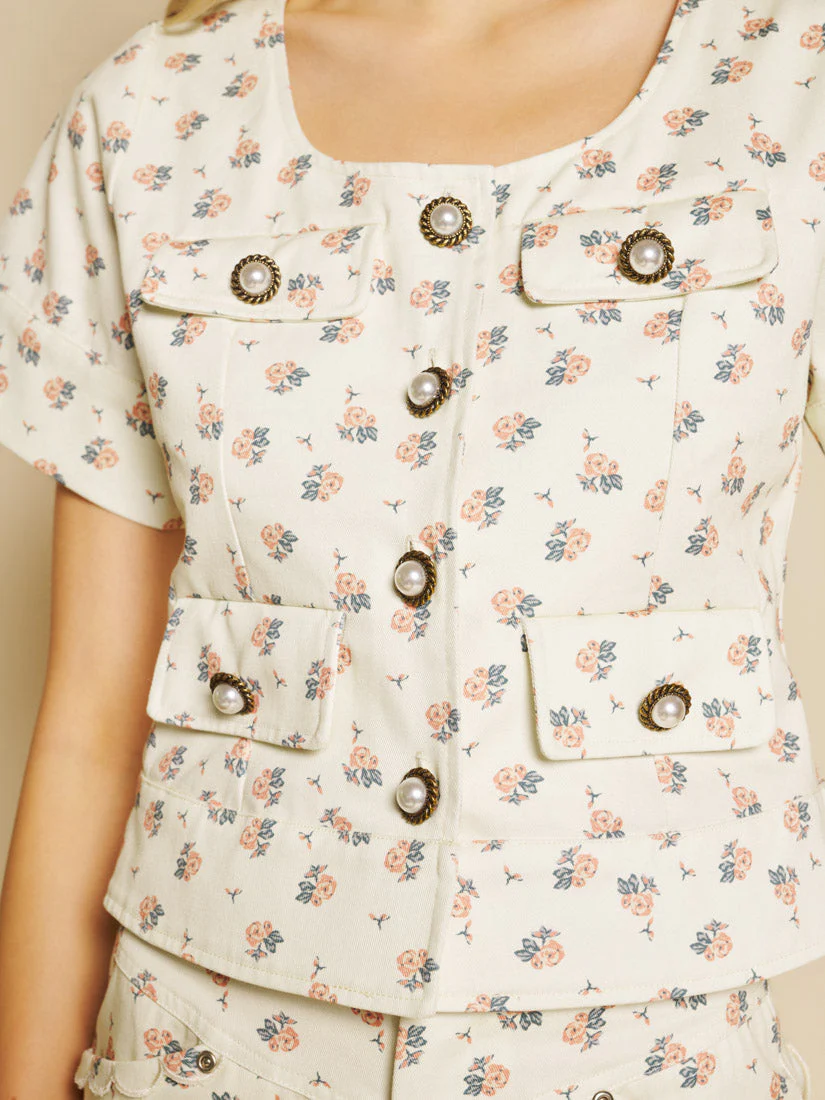 Pêche Ditsy Denim Top - Image 6