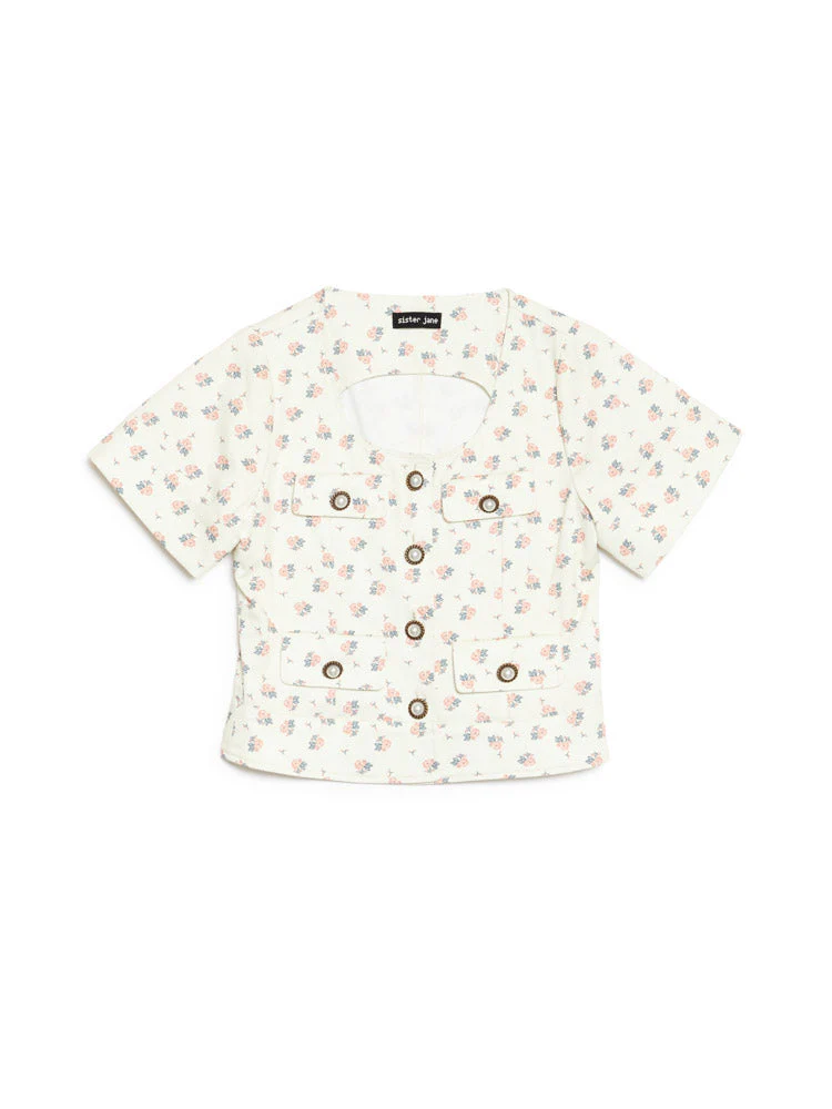 Pêche Ditsy Denim Top - Image 7