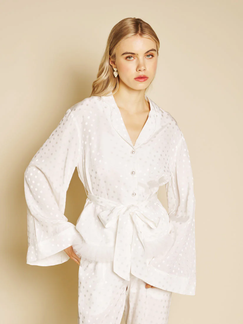Perle Spot Belted Blouse