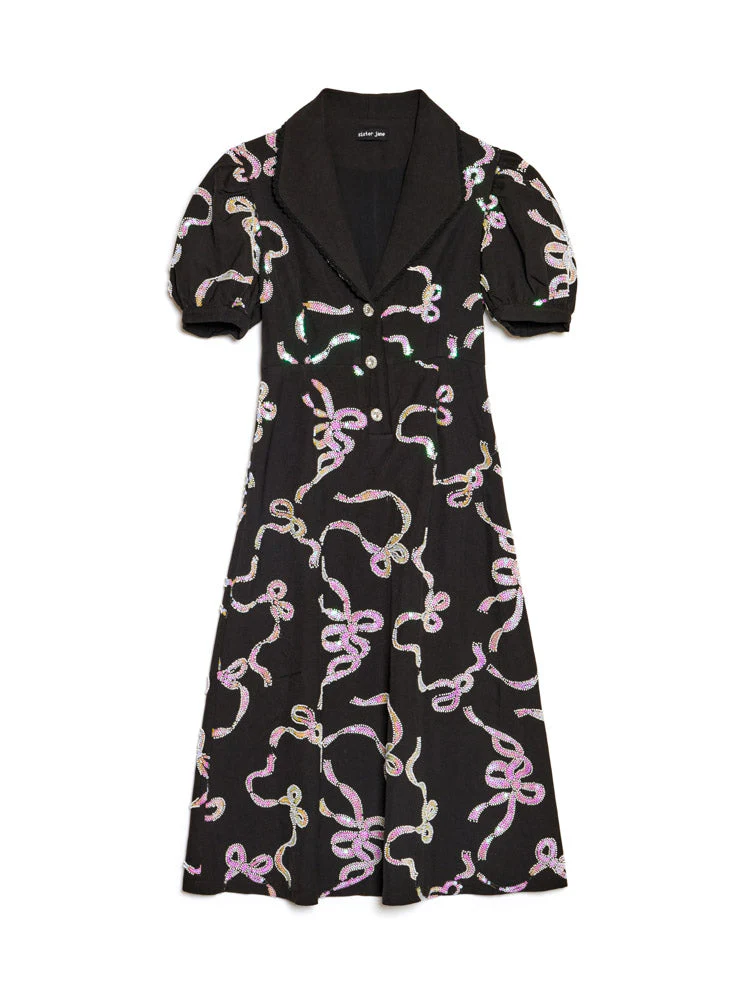 Ripple Bow Embellished Midi Dress - Image 7