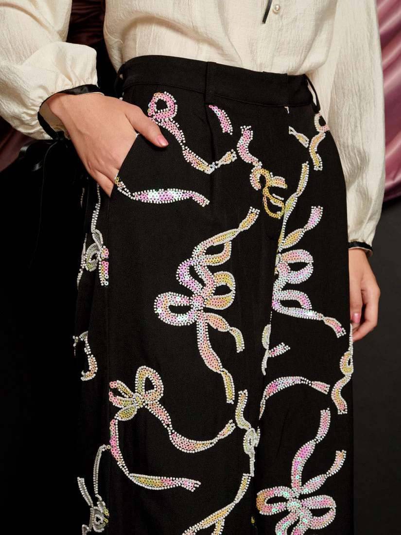 Ripple Bow Embellished Trousers - Image 5