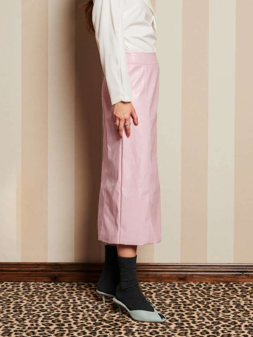 <b>DREAM</b> Rose-Spun PU Midi Skirt - Image 2