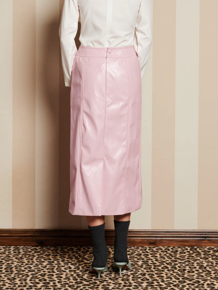 <b>DREAM</b> Rose-Spun PU Midi Skirt - Image 3