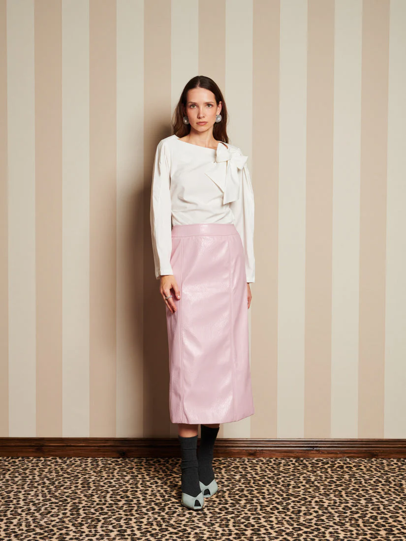 <b>DREAM</b> Rose-Spun PU Midi Skirt - Image 4
