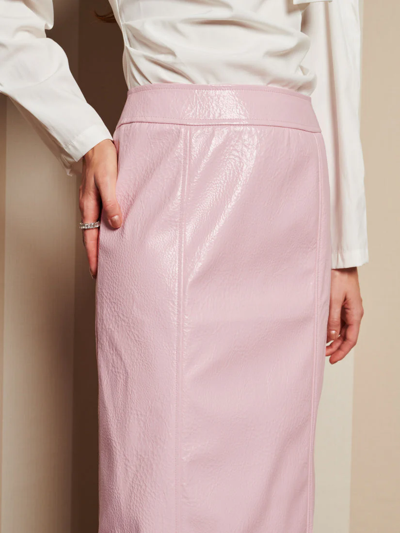 <b>DREAM</b> Rose-Spun PU Midi Skirt - Image 5