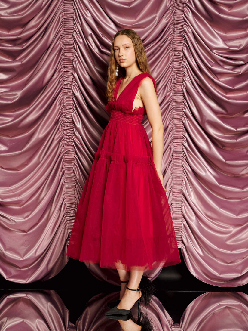 <b>DREAM</b> Rouge Tulle Midi Dress - Image 2