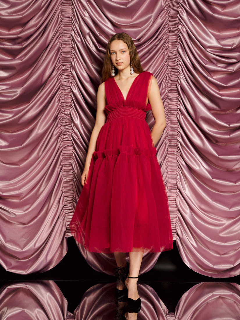 <b>DREAM</b> Rouge Tulle Midi Dress - Image 4