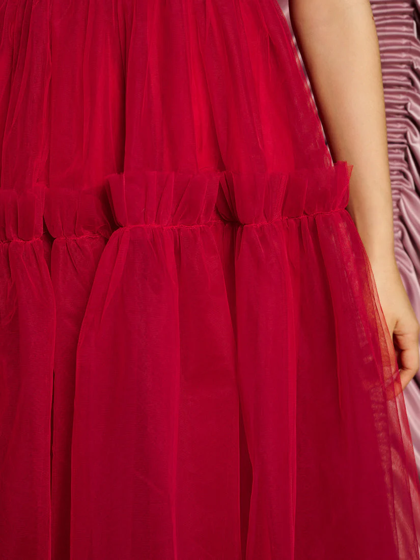 <b>DREAM</b> Rouge Tulle Midi Dress - Image 6