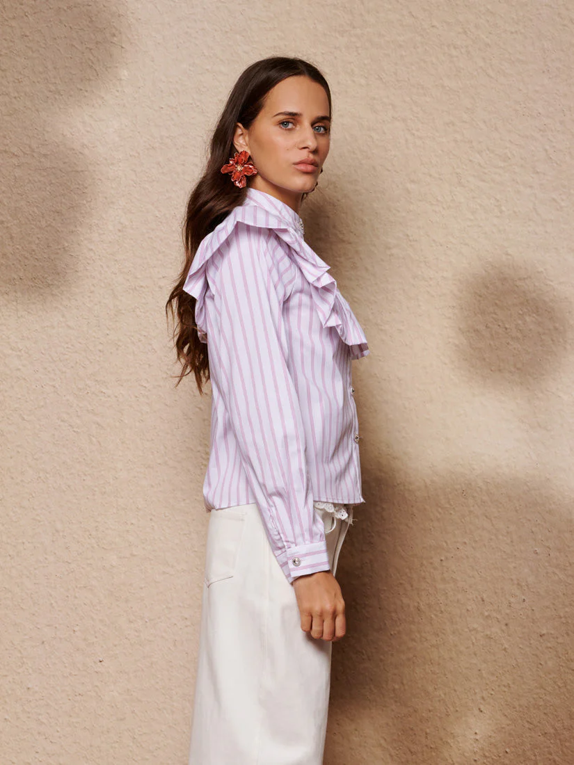 Solene Stripe Ruffle Blouse - Image 2