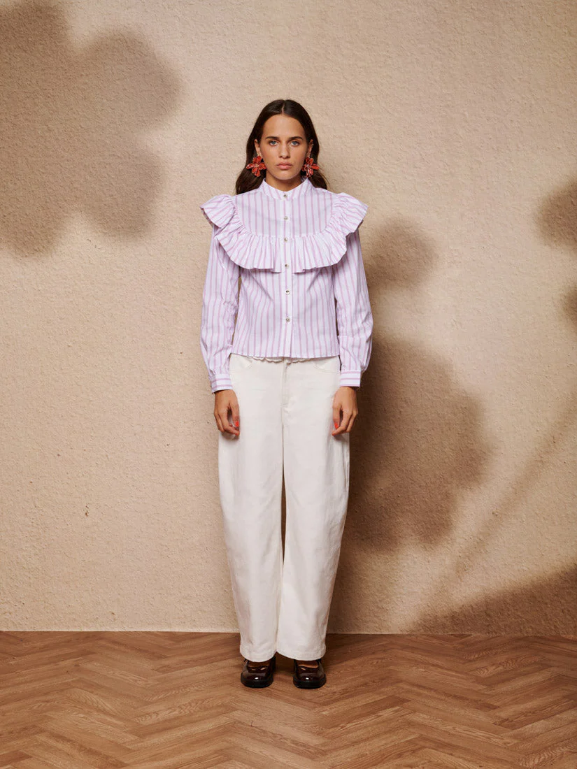 Solene Stripe Ruffle Blouse - Image 4