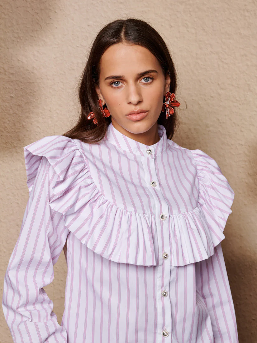 Solene Stripe Ruffle Blouse - Image 5