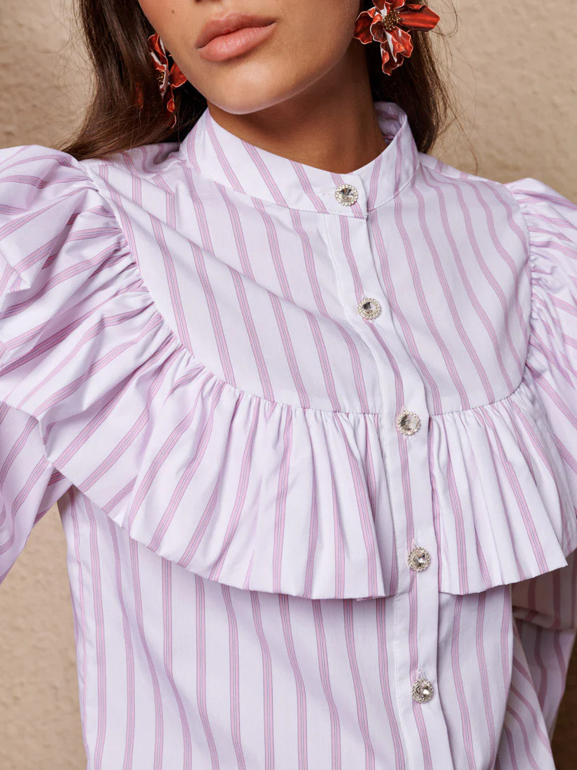 Solene Stripe Ruffle Blouse - Image 6