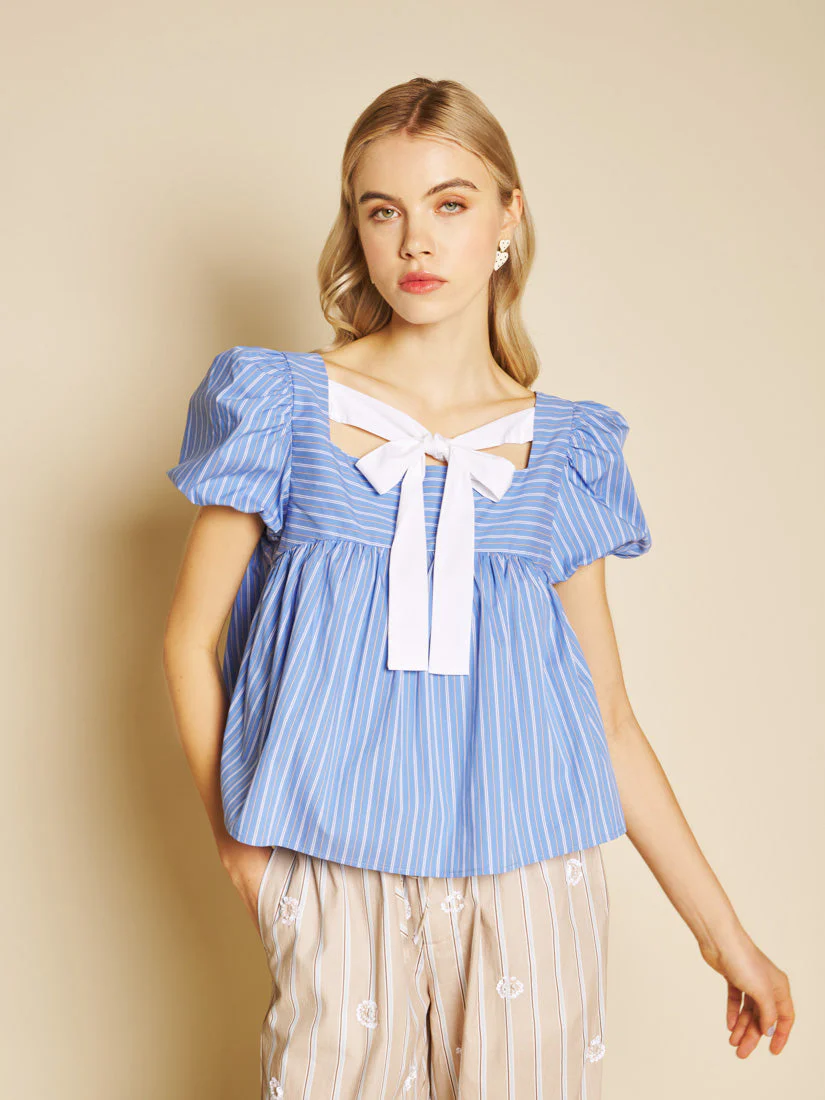 Tulip Stripe Bow Top